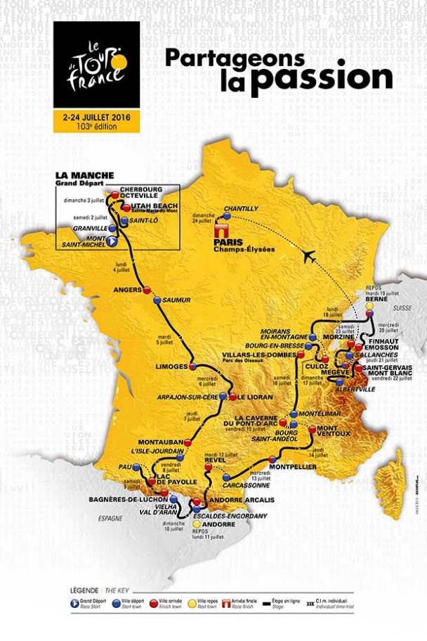 Celková mapa Tour de France 2016