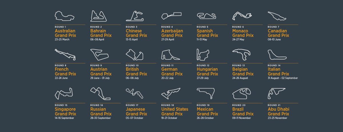 FORMULA 1 online - Kalendár pretekov 2018 | Livestreaming.cz