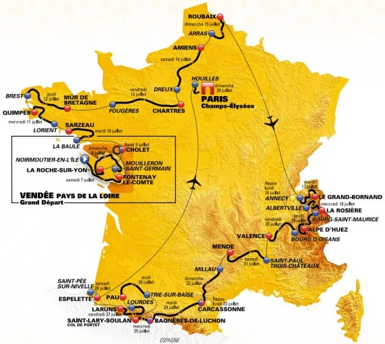 Tour de France 2018 - celkova mapa pretekov